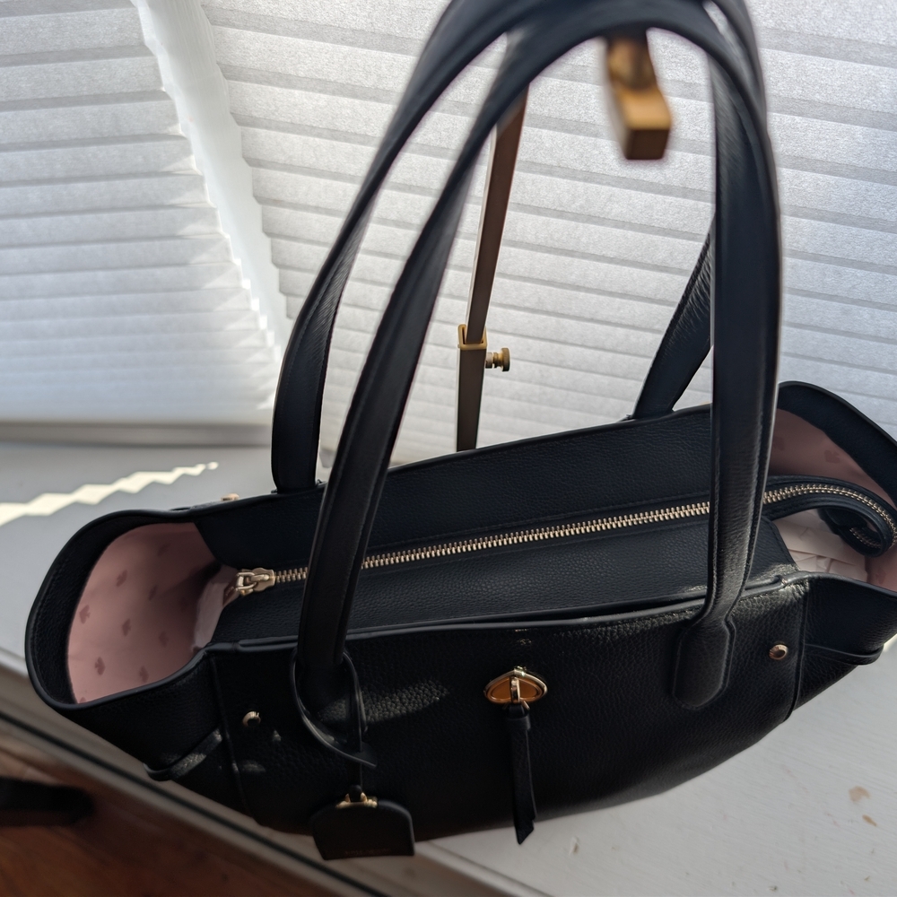 Kate Spade Black Leather Marti Large Shoulder Tote Bag Minimal EUC - Picture 3 of 11